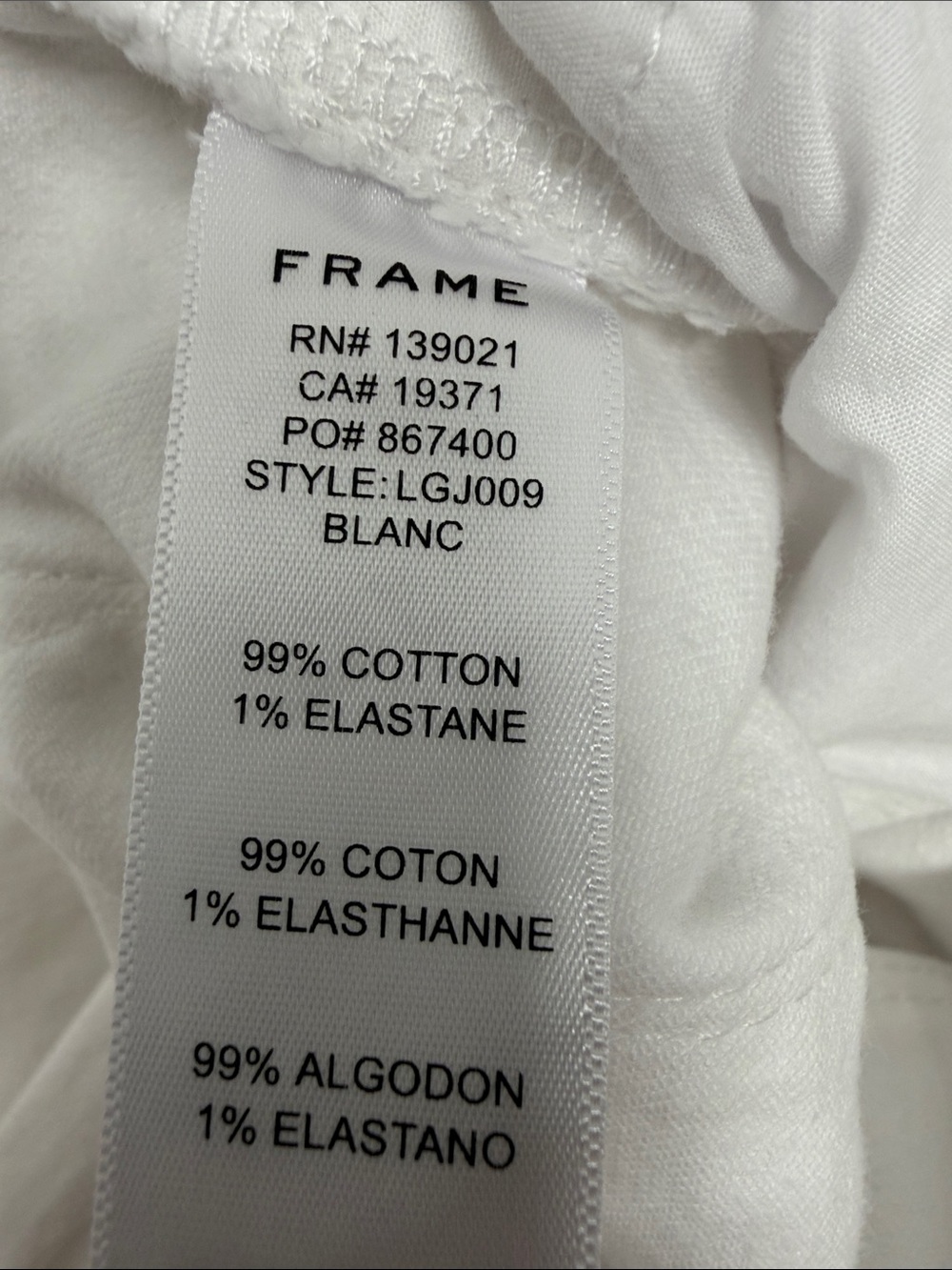 Frame Le Garcon Jeans Mid Rise Cotton Denim Pants Straight Leg 5 Pocket White 29 - Picture 8 of 11